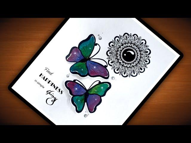 Butterfly With Mandala art|Mandala art for beginner|Butterfly Draw Coloring @VennilaYLCreations