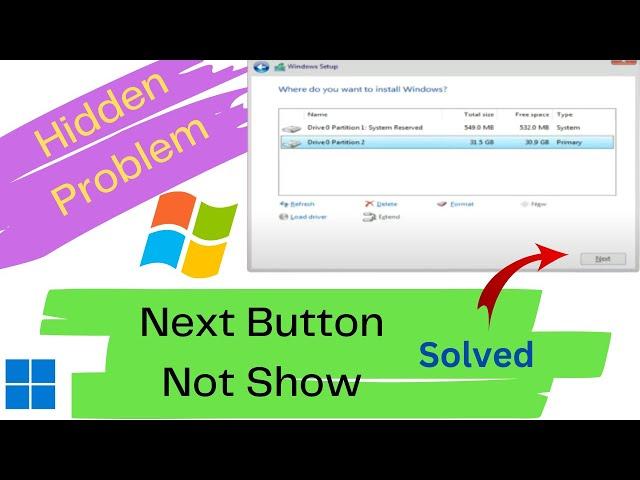 "how To Solve The Hidden Next Button During Windows 10 Installation!"