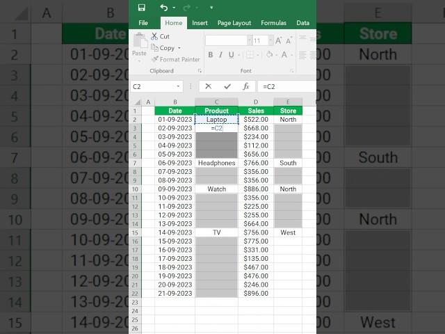 Fill Empty Cells in Excel smartly | Excel tricks #shorts #excel