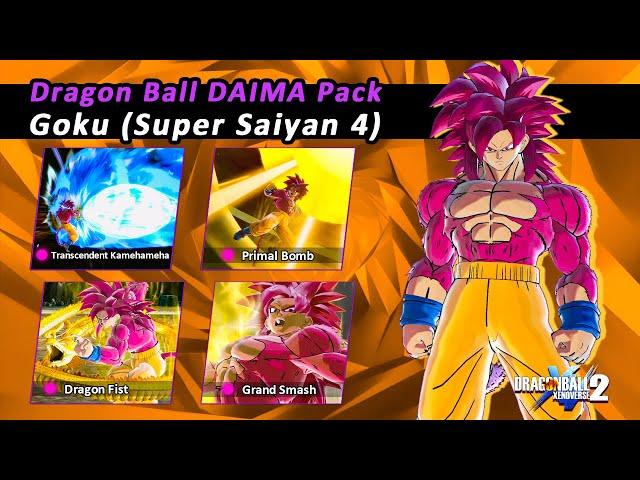 Dragon Ball Xenoverse 2 - New Super Saiyan 4 Goku (Daima) Skills & Moveset Gameplay (Mod)