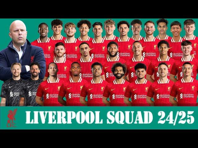 LIVERPOOL FC SQUAD FOR 2024/25 SEASON UNDER ARNE SLOT | PREMIER LEAGUE