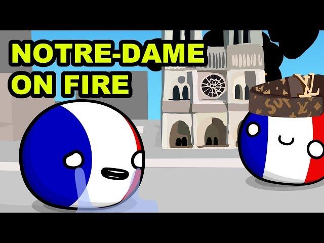 Notre-Dame cathedral caught on fire - Countryball animation