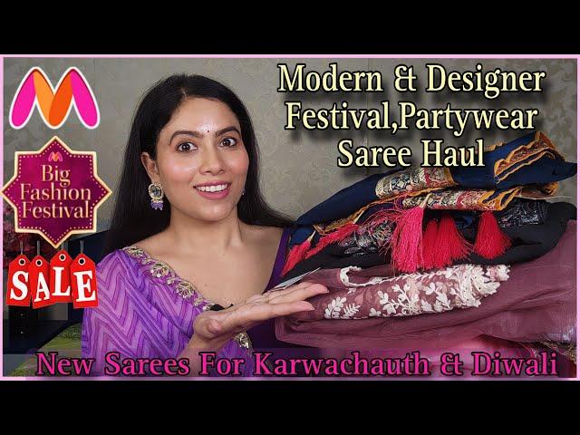 Myntra Festival,Partywear Saree Haul | Tissue,Net,Organza,Silk Sarees | Saree For Karwachauth/Diwali