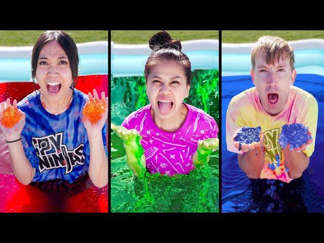 Slime Battle - Insane Water Park One Color Challenge in my Backyard