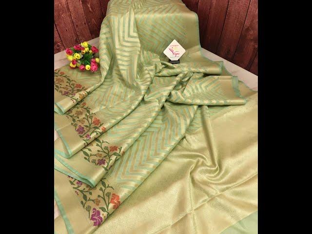 Light Pistachio Green Color Georgette Chanderi Saree with Laheriya Style