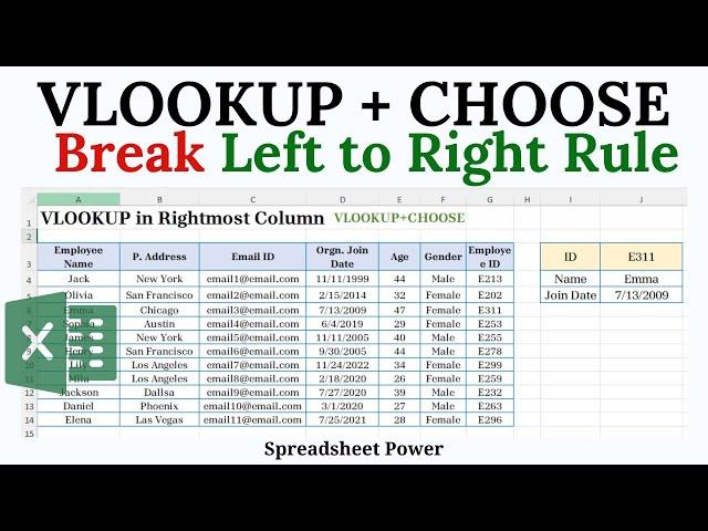 VLOOKUP in the Right Column ( VLOOKUP and CHOOSE)