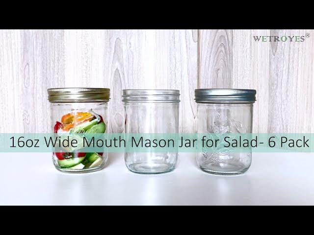 16oz Wide Mouth Mason Jar for Salad 6 Pack - Xuzhou Troy