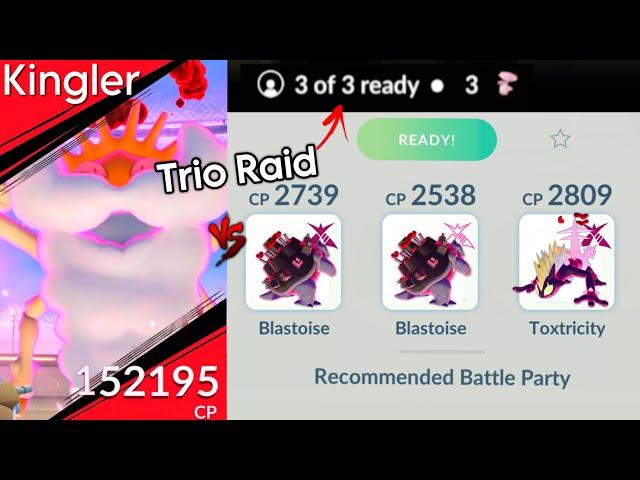 *TRIO* Gigantamax KINGLER raid (Close Battle) in Pokemon GO.