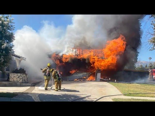 (Heavy Fire) LAFD Well involved Residential Fire: Station 105 | West Hills