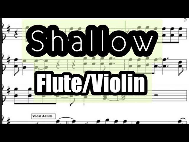 Shallow I Flute or Violin Sheet Music Backing Track Play Along Partitura Lady Gaga Bradley Cooper