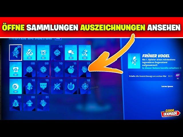 Öffne die Sammlungen und sieh dir die Auszeichnungen an Fortnite Turbostart Auftrag