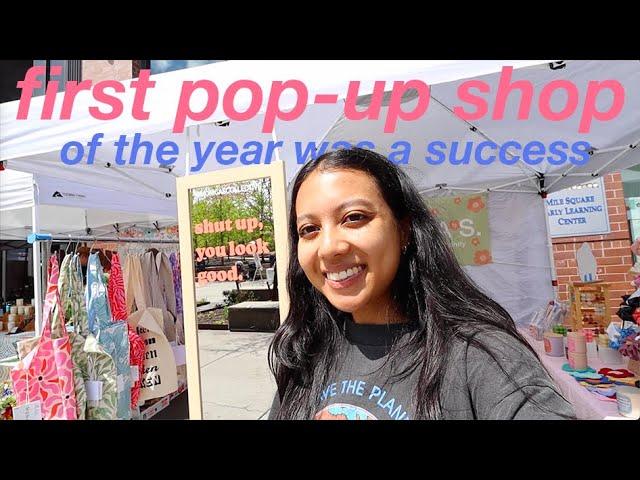 the first pop-up shop of the year! // earth day market, how I set up my vendor booth, vlog