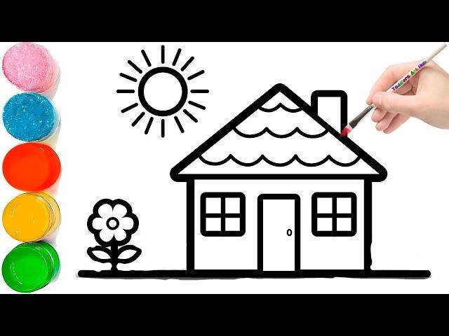 How to Draw and Color a Rainbow House | Easy House Drawing for Kids and Doodles