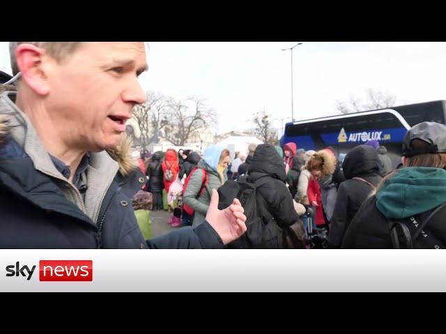 Ukraine Invasion: Sky correspondent in Lviv as thousands head to the border