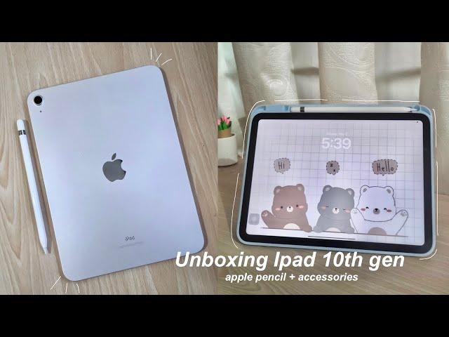  Ipad 10th gen unboxing Silver 256gb + Apple Pencil + Accessories  | aesthetic ASMR |