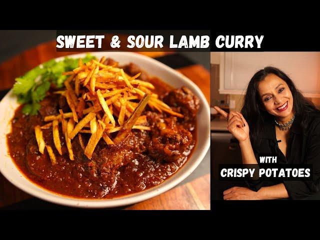 Sweet & Sour LAMB CURRY with CRISPY POTATOES  - SALLI BOTI  Easy Lamb Curry | Parsi Goat Curry