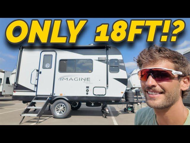 So much SPACE in this compact travel trailer RV! 2024 Grand Design Imagine 14MS