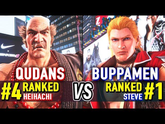 T8  QUDANS (#4 Ranked Heihachi) vs BUPPAMEN (#1 Ranked Steve)  Tekken 8 High Level Gameplay