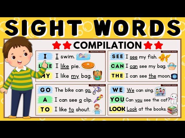 SIGHT WORDS SENTENCES COMPILATION | PRACTICE READING ENGLISH | LEARN TO READ | TEACHING MAMA