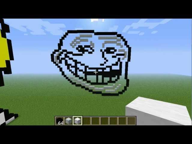 Minecraft Pixel Art tutorial: trollface Part 3