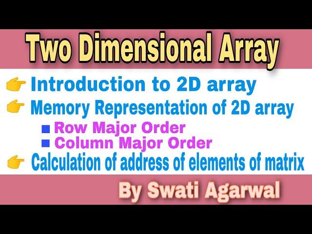 Introduction to Two Dimensional (2D) arrays | Memory representation and implementation of 2D array