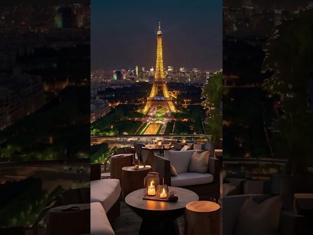 Rooftop Bar In Paris Ambience With Parisian Style Music #asmr #ambience #Paris #relax #parisianmusic