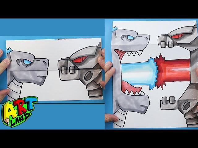 How to Draw a GODZILLA VS MECHAGODZILLA SURPRISE FOLD