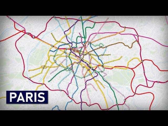 Evolution of the Paris Metro & RER 1900-2035 (geographic map)