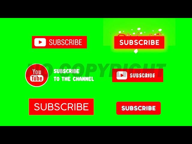 Subscribe Buttons Only | Green Screen Template | No Copyright