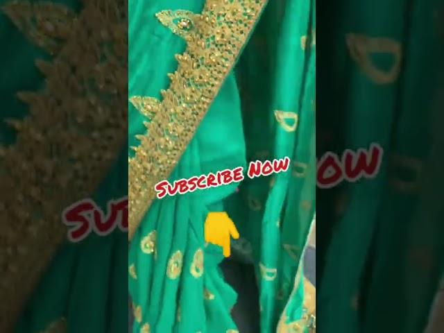Sea green stone work saree