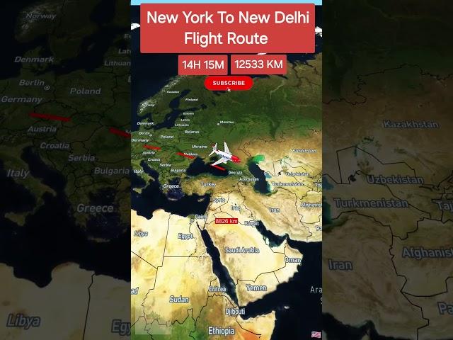 New York To New Delhi Flight Route #routeexplorer #history #route #explore #travelmap #top #newyork