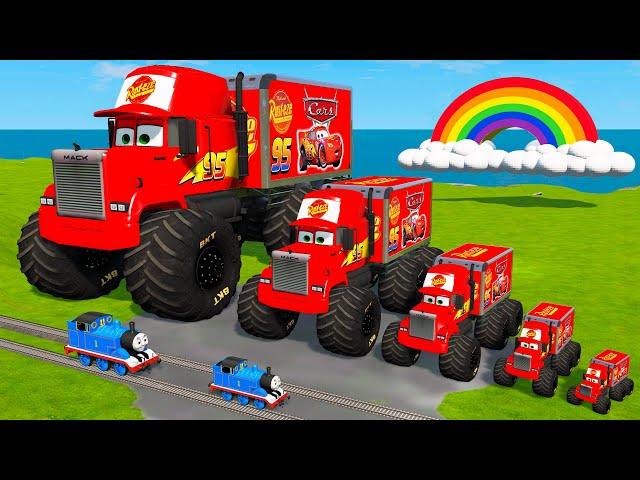 Big & Small Mcqueen Truck vs Choo-Choo Charles - Slide Colors - Trains vs Portal Trap | BeamNG.Drive