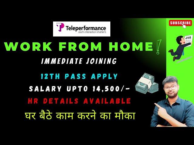 TELEPERFORMANCE - WORK FORM HOME | 12TH PASS JOB | EARN ONLINE | NO FEE NO INVESTMENT #jobs2024