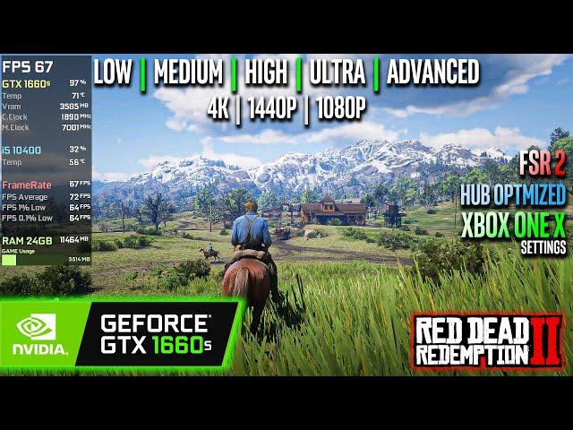 GTX 1660 Super | Red Dead Redemption 2 - 4K, 1440p, 1080p, FSR 2 - Ultra, High, Medium, Low