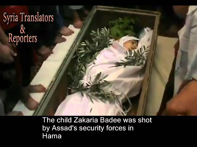 Syria, Hama The child Zakaria Badee was shot by Assad's security forces. 17-7-2012.mp4