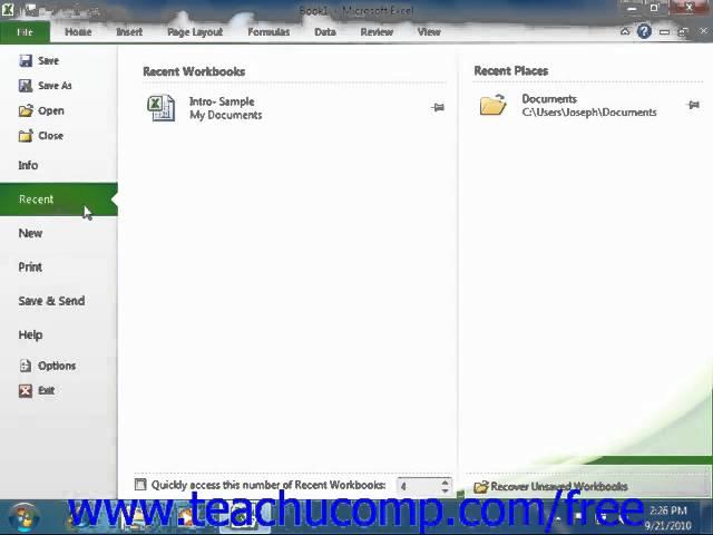 Excel 2010 Tutorial The File Tab and Backstage View Microsoft Training Lesson 1.6