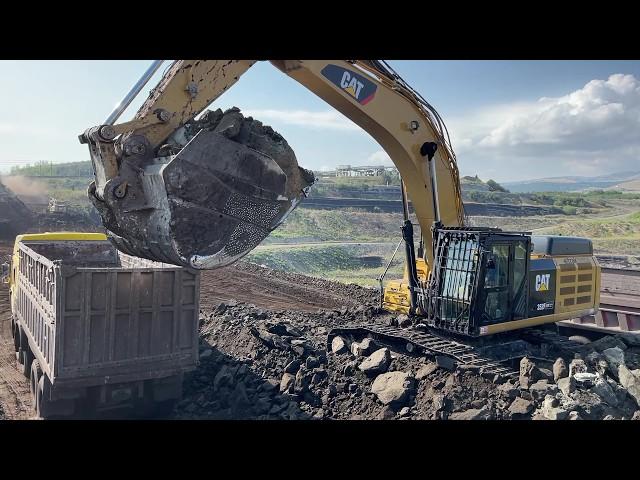 Caterpillar 352F Excavator Loading Mercedes And MAN Trucks With Coal - Ascon Ltd