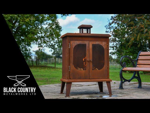 Rustic Steel Outdoor Fireplace