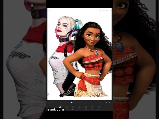 Moana as Harley Quinn #moana2 #villain #digitalartist #shorts