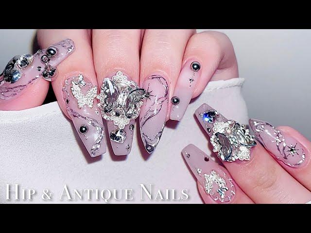 sub) Antique and Hip Nails/ How to clean powder nails / Nail tip extensions / Nailart / Self-nails