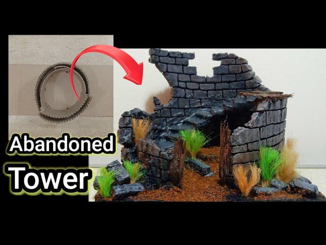 DIY Abandoned Castle Tower | Using Cement and Easy Steps