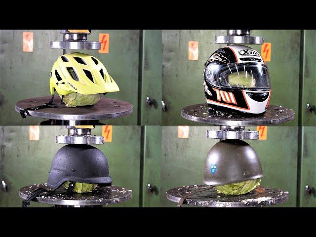 Which is The Strongest Helmet? Hydraulic Press Test!