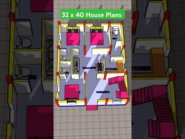 32 x 40 Ghar ka Naksha #housemap #floorplan #architecture #construction #reels #shortvideo