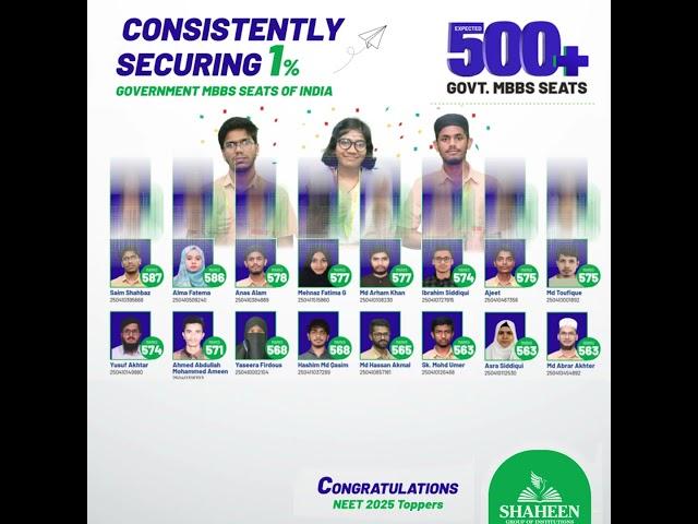 Congratulations to NEET 2025 Toppers of Shaheen Group | Celebrating Excellence #neet2025