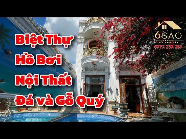 Biệt Thự Hồ Bơi, Nội Thất Toàn Đá Nhập Khẩu và Gỗ Quý | BDS 6 Sao