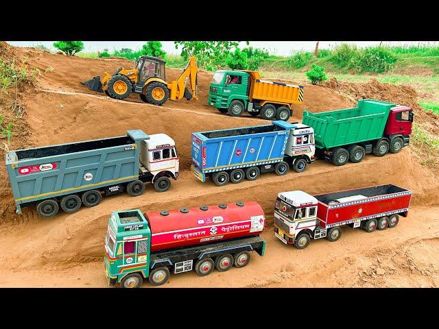 Jcb 3dx backhoe and Tata tipper truck 2518 parking videos | jcb cartoon |@MDCCreator