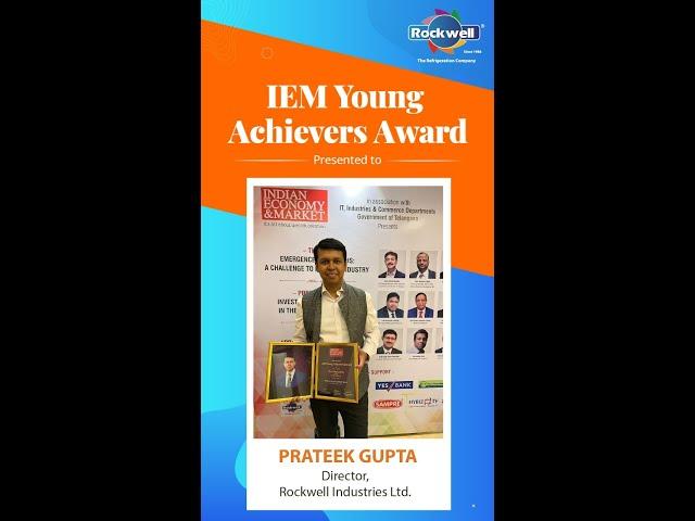 Mr Prateek Gupta receiving IEM Young Achievers Award at IEM Economic Summit 2022 | Rockwell