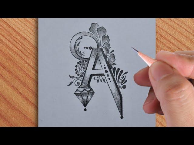 Amazing drawing tattoo of A letter design making with pencil || how to make tattoo