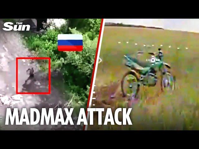 Ukrainian Drones AMBUSH Russian motorbike squad in surprise attack