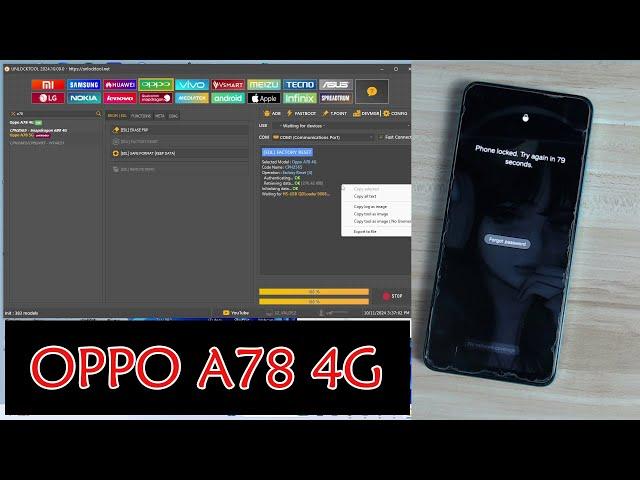 OPPO A78 4G CPH2565 PASS PATTERN & FRP REMOVED BY UNLOCKTOOL ONE CLICK